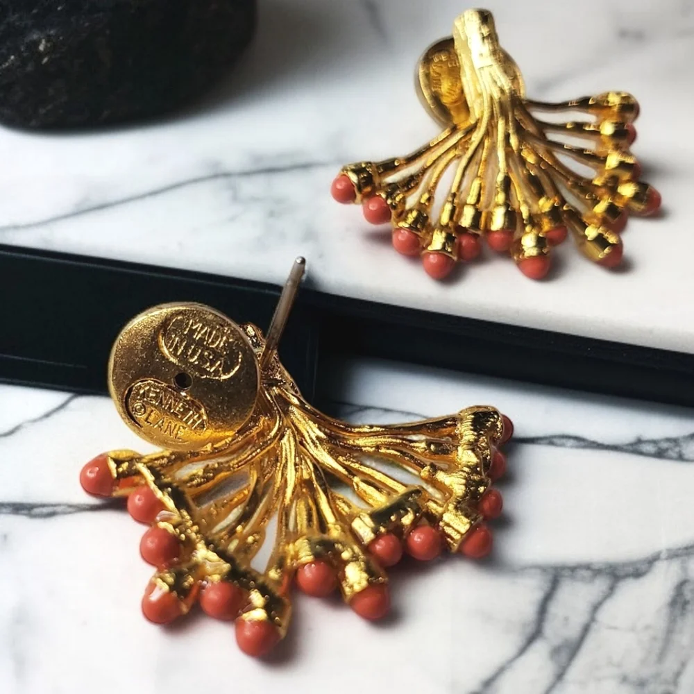 New $150 KENNETH LANE Coral Sea Fan Earrings
